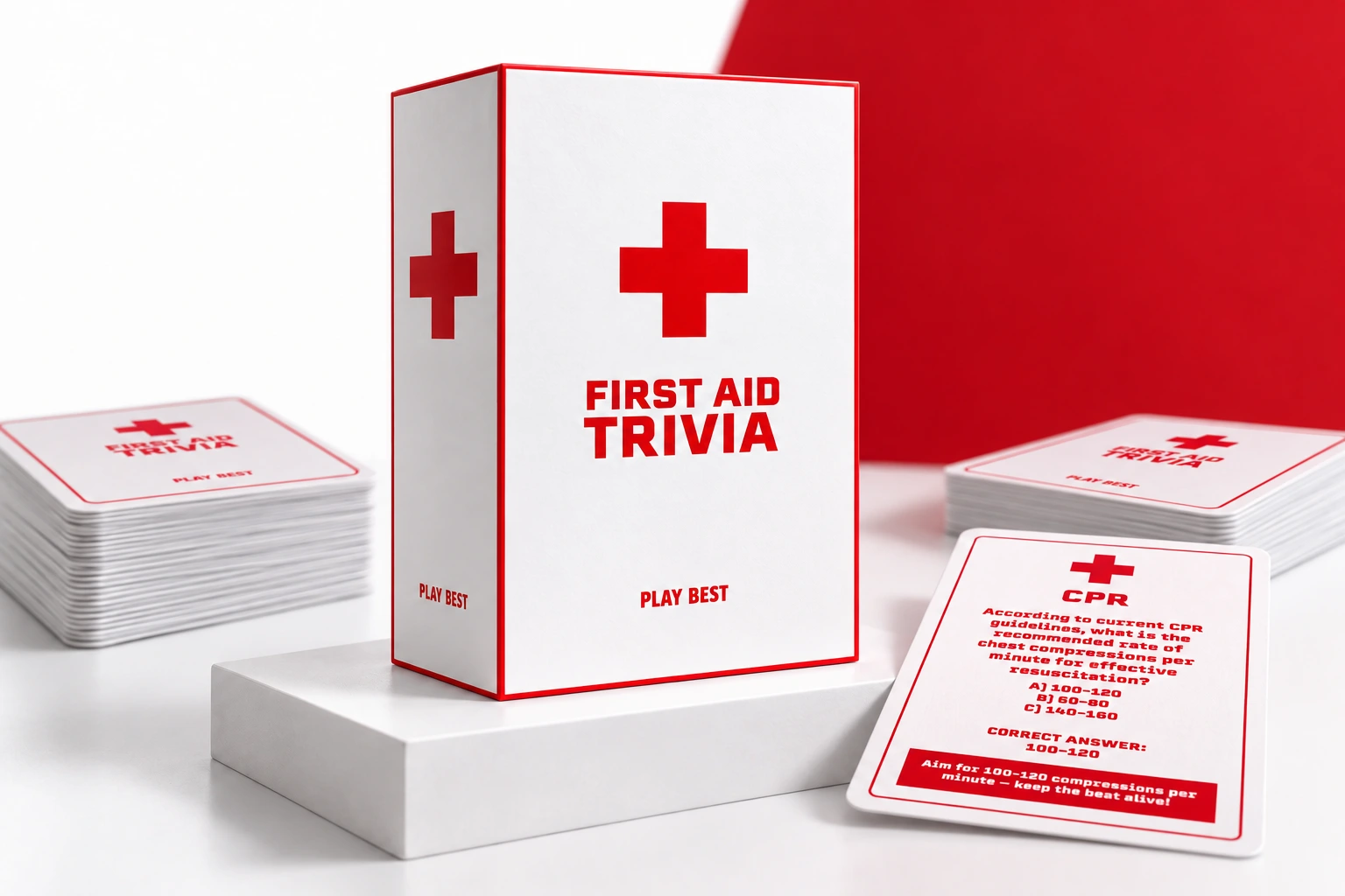 First Aid Trivia box and cards
